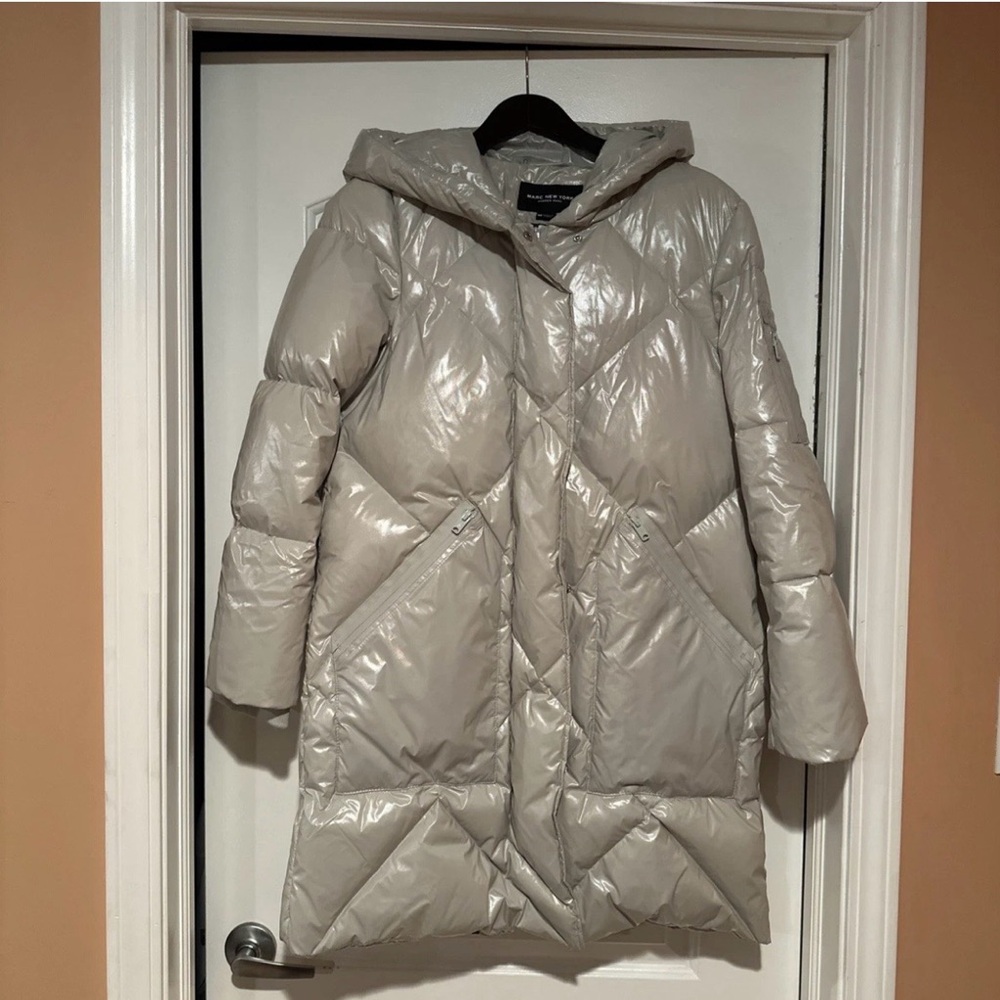 Andrew Marc Women's Shiny Gray Puffer Jacket